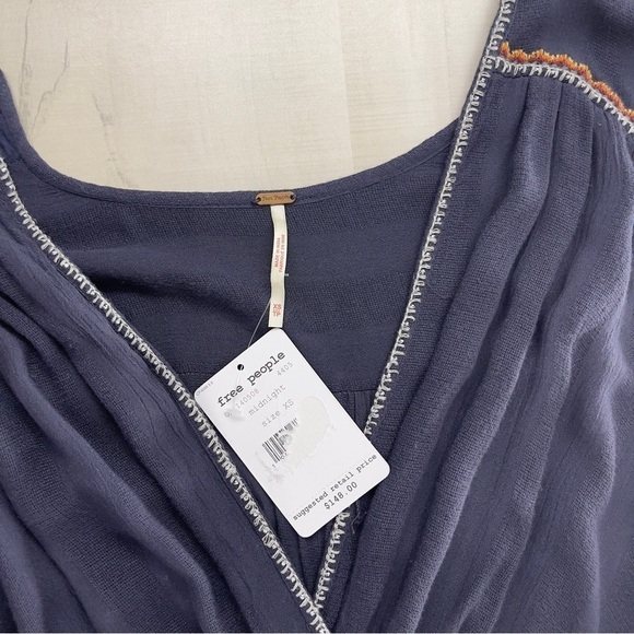 NWT $148 FREE PEOPLE Delilah midnight long sleeve boho mini dress XS - Picture 7 of 9